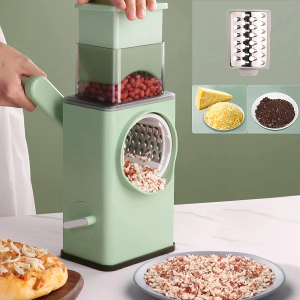 Multifunctional Manual Rotary Vegetable Cutter & Grater for Kitchen.