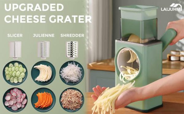 Multifunctional Manual Rotary Vegetable Cutter & Grater for Kitchen.