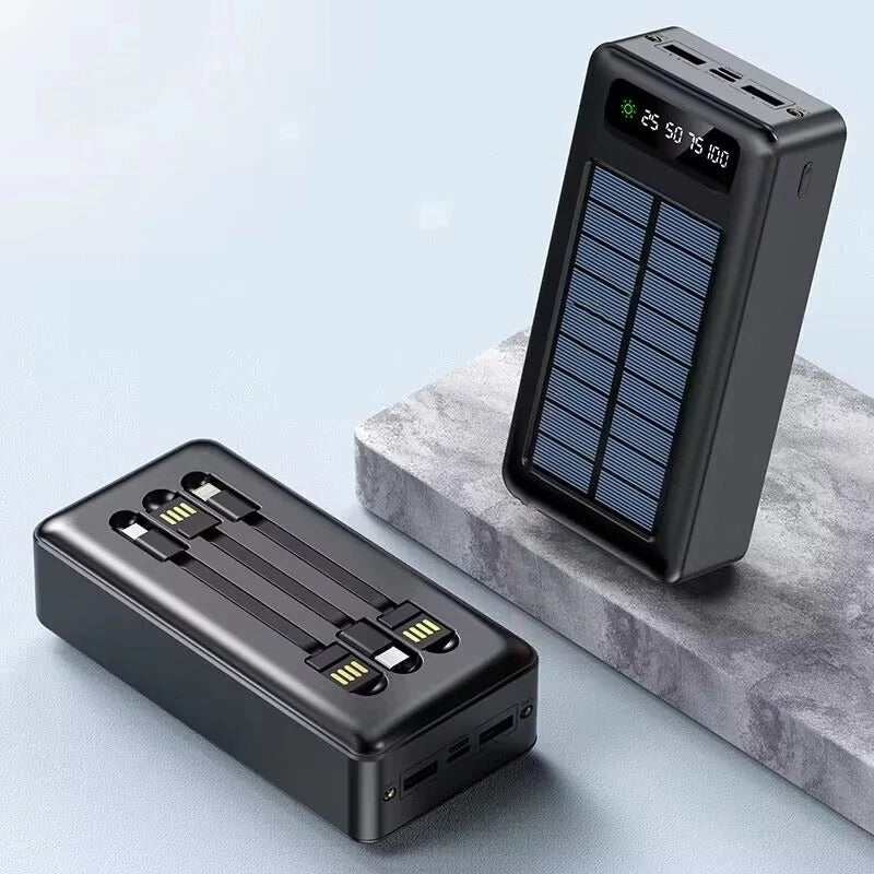 SOLAR POWER BANK 10000 MAH | FAST CHARGING | 4-BUILT IN CABLES